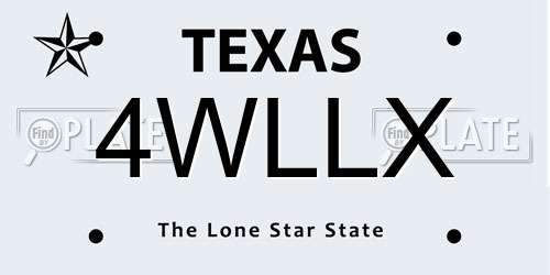 4WLLX Texas License Plate