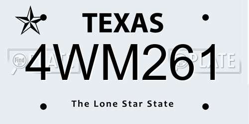 4WM261 Texas License Plate