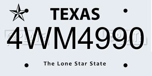 4WM4990 Texas License Plate