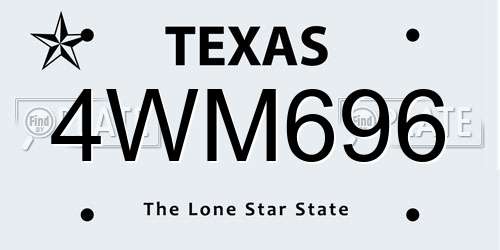 4WM696 Texas License Plate