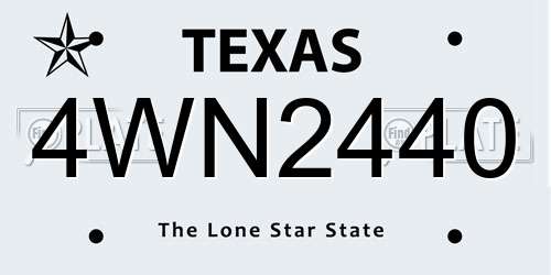4WN2440 Texas License Plate