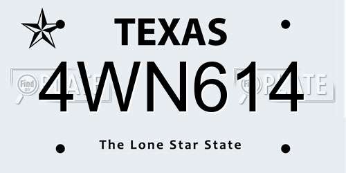 4WN614 Texas License Plate
