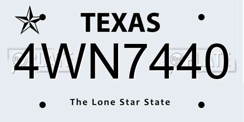 4WN7440 Texas License Plate