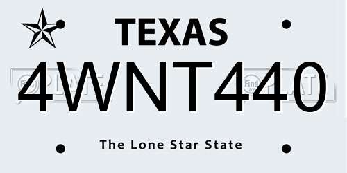 4WNT440 Texas License Plate