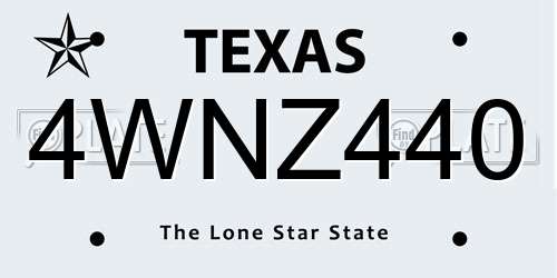 4WNZ440 Texas License Plate