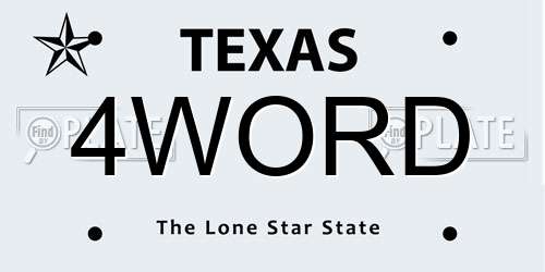 4WORD Texas License Plate