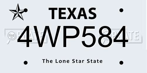 4WP584 Texas License Plate