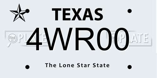 4WR00 Texas License Plate