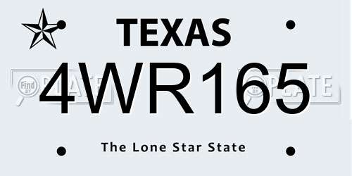 4WR165 Texas License Plate