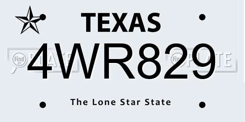 4WR829 Texas License Plate