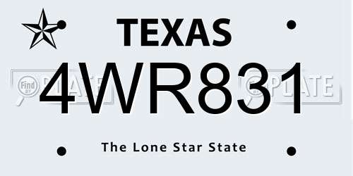 4WR831 Texas License Plate