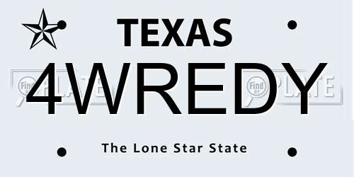 4WREDY Texas License Plate