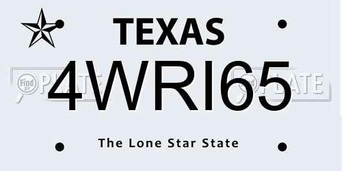 4WRI65 Texas License Plate