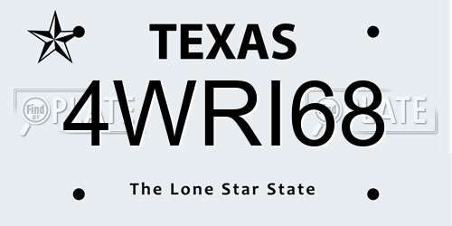 4WRI68 Texas License Plate
