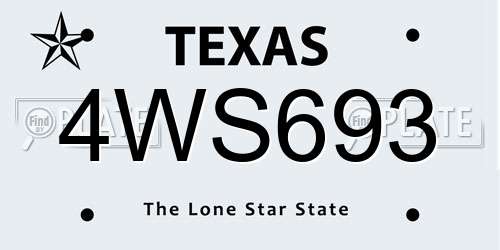 4WS693 Texas License Plate
