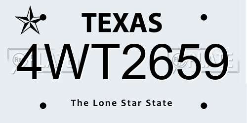 4WT2659 Texas License Plate