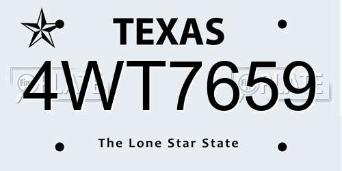 4WT7659 Texas License Plate