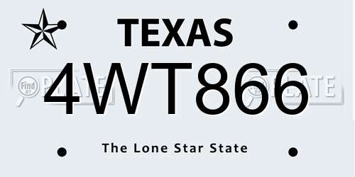 4WT866 Texas License Plate