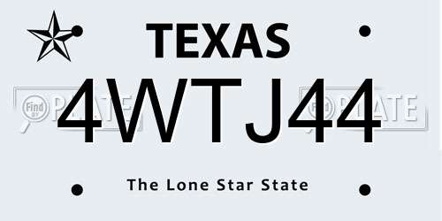 4WTJ44 Texas License Plate