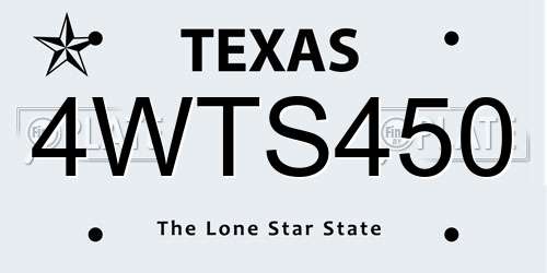 4WTS450 Texas License Plate