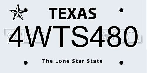 4WTS480 Texas License Plate