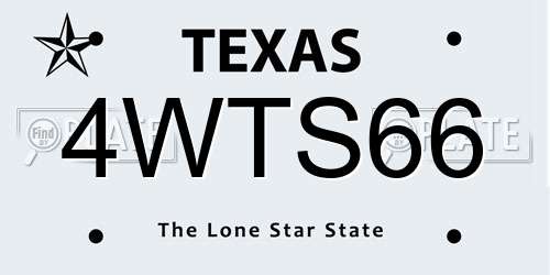 4WTS66 Texas License Plate