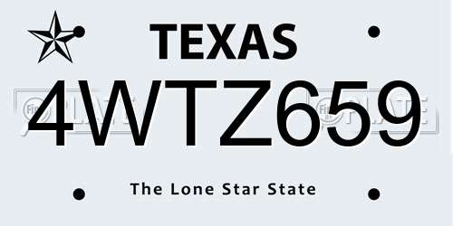 4WTZ659 Texas License Plate