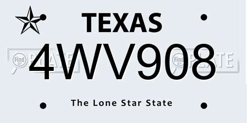 4WV908 Texas License Plate