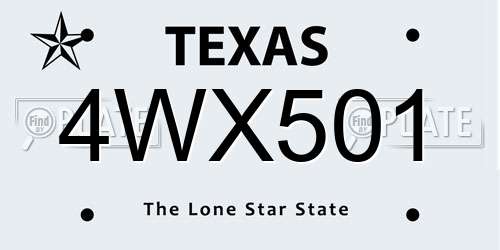 4WX501 Texas License Plate