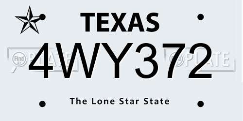 4WY372 Texas License Plate