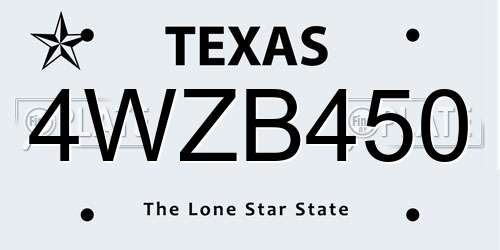 4WZB450 Texas License Plate