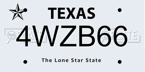 4WZB66 Texas License Plate