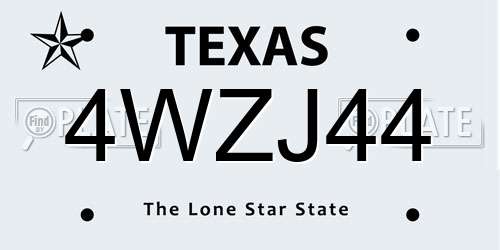 4WZJ44 Texas License Plate