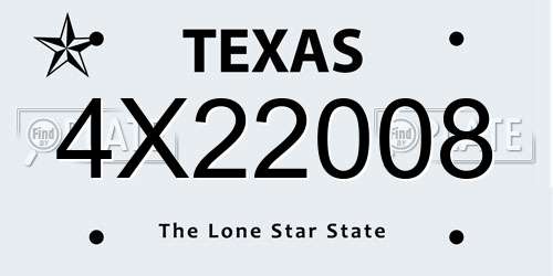 4X22008 Texas License Plate