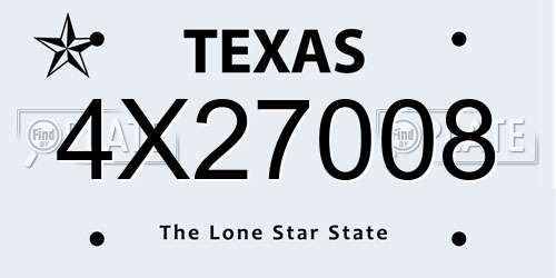 4X27008 Texas License Plate