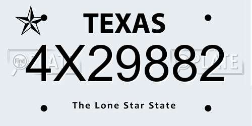 4X29882 Texas License Plate