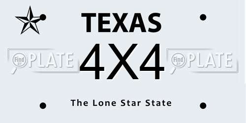 4X4 Texas License Plate