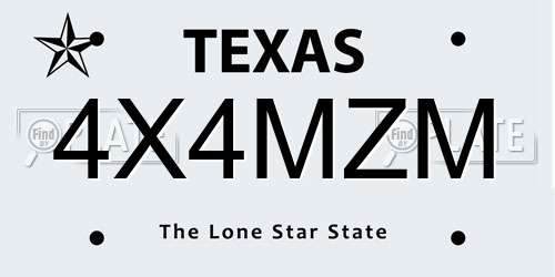 4X4MZM Texas License Plate