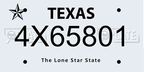 4X65801 Texas License Plate