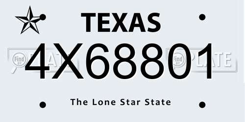 4X68801 Texas License Plate