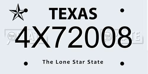 4X72008 Texas License Plate