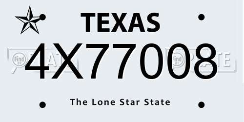 4X77008 Texas License Plate