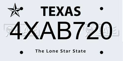 4XAB720 Texas License Plate