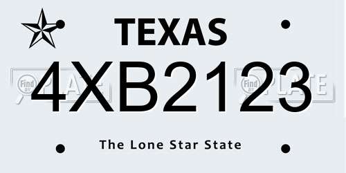 4XB2123 Texas License Plate