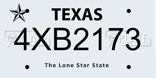4XB2173 Texas License Plate