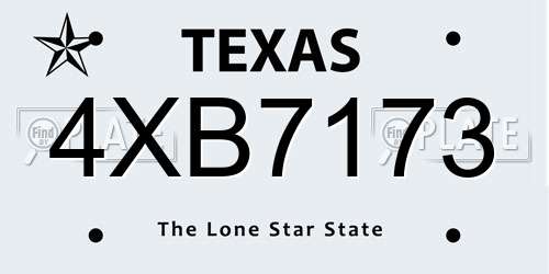 4XB7173 Texas License Plate