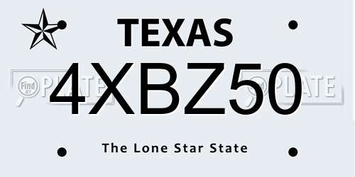 4XBZ50 Texas License Plate