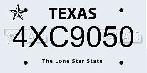 4XC9050 Texas License Plate
