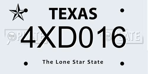 4XD016 Texas License Plate