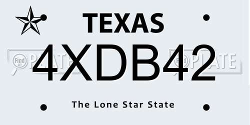 4XDB42 Texas License Plate